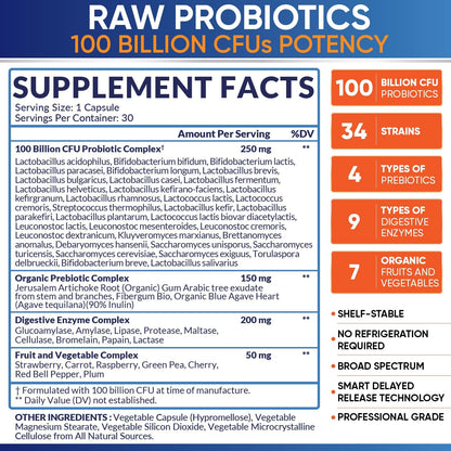 Wholesome Wellness Organic Probiotics 100 Billion CFU, Dr Formulated for Women and Men + Liposomal Vitamin C Capsules (200 Pills 1500mg Buffered) High Absorption VIT C Bundle