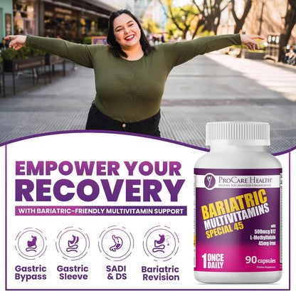 Special-45 Bariatric Multivitamin | Reduced B12 | Capsule | 90ct | Post-Op Bariatric Vitamins for Gastric Bypass, Sleeve, Duodenal Switch & Sustain Recovery (3 Month Supply) - Made in USA