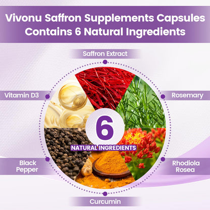 Saffron Supplements Softgels, Saffron Extract Capsules Supports Eyes Health, Energy, Mood, Immunity, Focus, Rich in Vitamin and Extracts of Saffron, Turmeric, Rosemary (240 Softgels / 1 Bag)