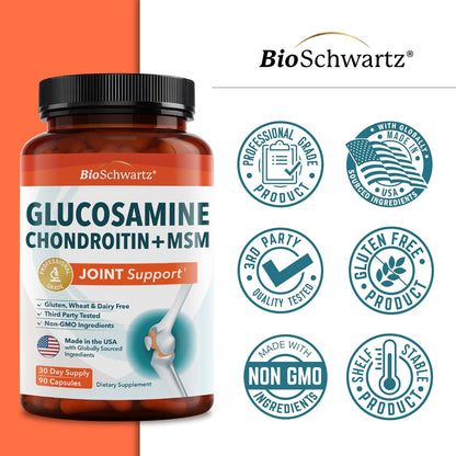 Glucosamine Chondroitin MSM Joint Support Supplement, 90 Capsules