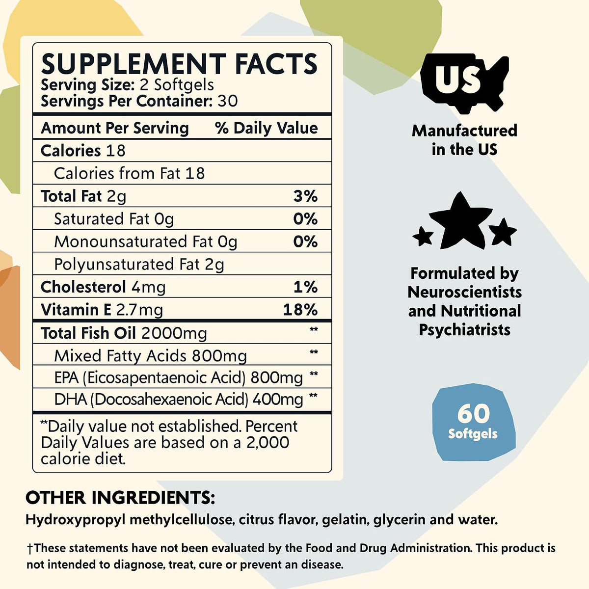 PYM Omega-3 Fish Oil (60-Count) | Brain Fog, Nerves, & Cognition Support