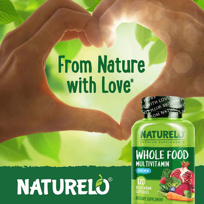 NATURELO Whole Food Multivitamin for Men - with Vitamins, Minerals, Organic Herbal