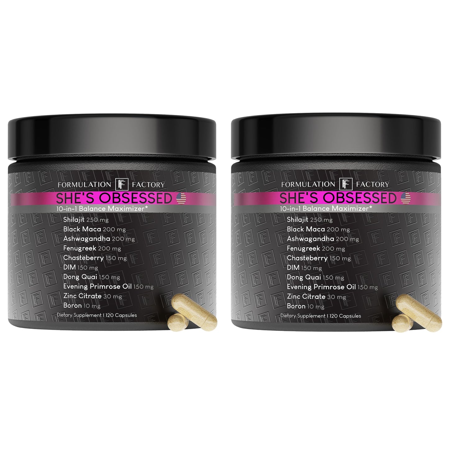 Formulation Factory Hormone Balance for Women - She's Obsessed Vitality Complex with Maca Root & Ashwagandha - Libido & Mood Support - 120 Capsules, 2 Month Supply