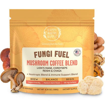 Nootropic Mushroom Coffee Instant - Energy & Focus - 8 Mushroom Blend, 6 Oz