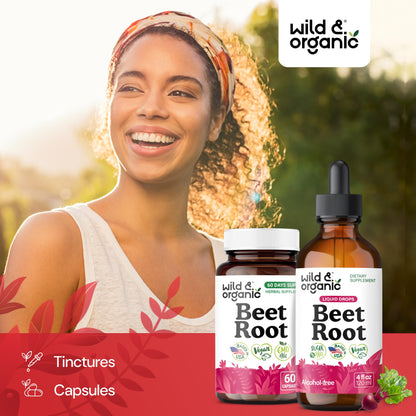 Wild & Organic Beet Root Extract Drops - Energy Support - Liquid Red Beets Supplements - 400 mg per Serving - Mix with Powder - Vegan, Sugar & Alcohol - 4 fl oz