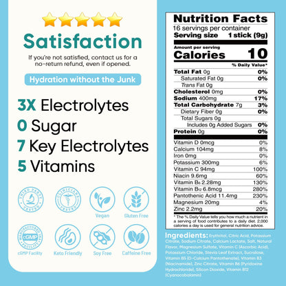 Venture Pal Sugar Free Electrolyte Packet, Liquid Daily IV Hydration Powder | 5 Vitamins & 7 Electrolytes, Instantly Hydration Packets for Sports & Party Recovery, Vegan, Keto Friendly, 16 Sticks