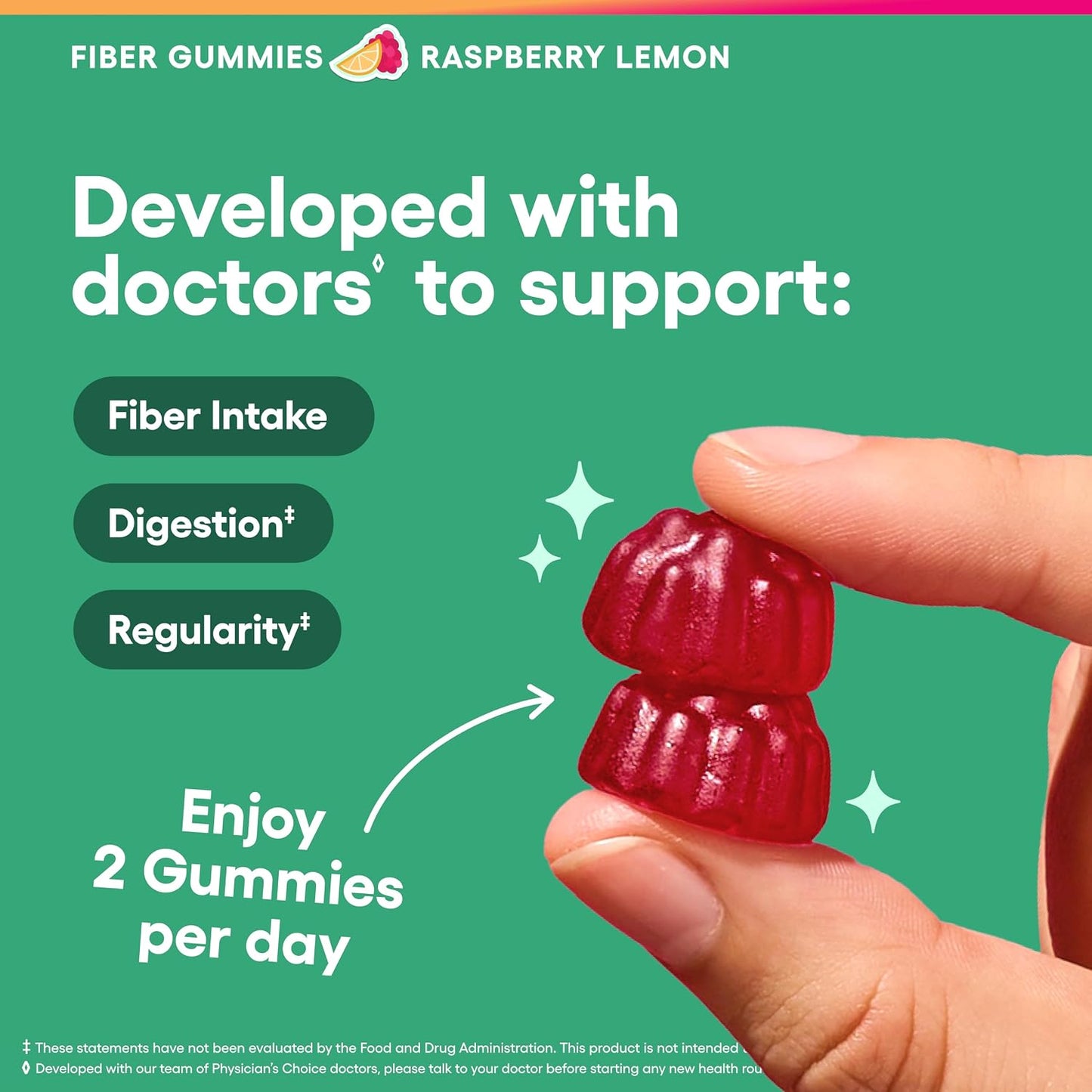 Physician's CHOICE Fiber Gummies for GLP-1 Support - No Sugar Added & Vegan - Raspberry Lemon - Natural Chicory Root Prebiotic Fiber Gummy - Digestive Health & Regularity for Women & Men - 60CT