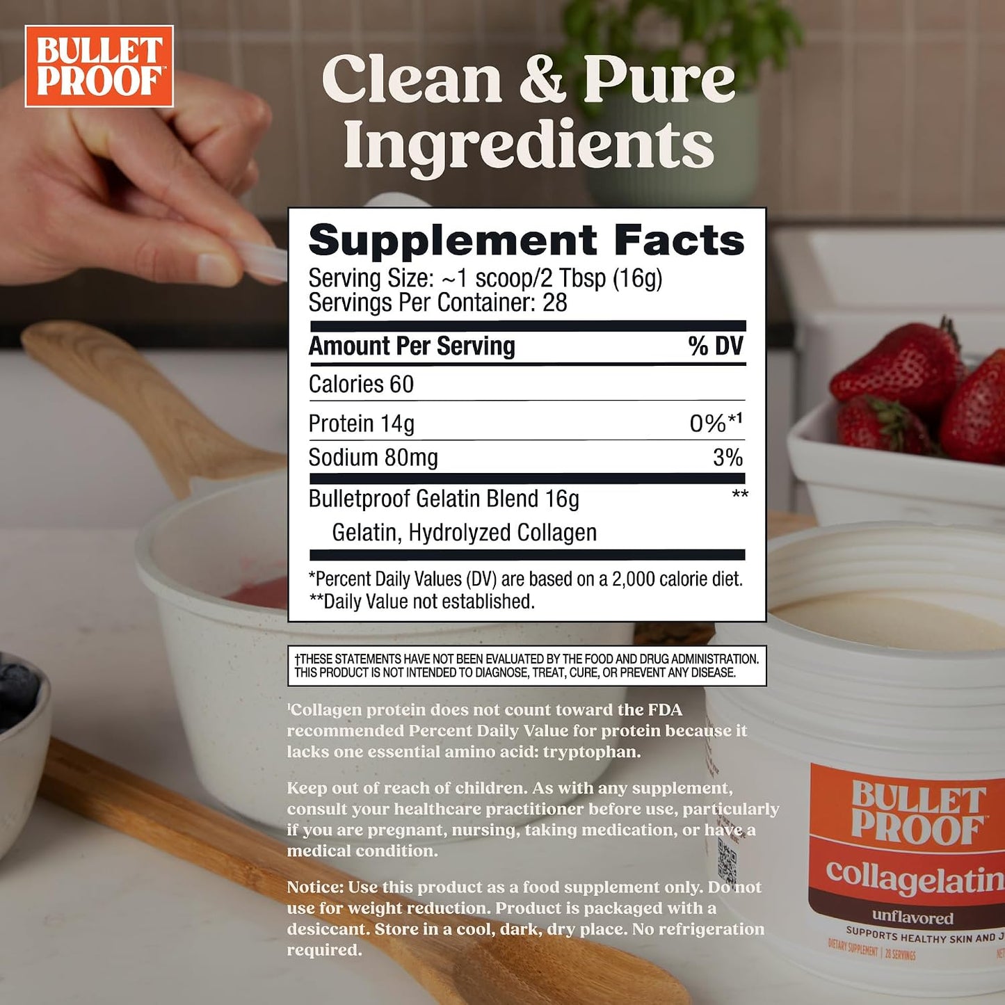 Bulletproof CollaGelatin, Gelatin Enhanced with Collagen Protein, Perfect for The Keto and Paleo Diet Recipes (16 Ounces)