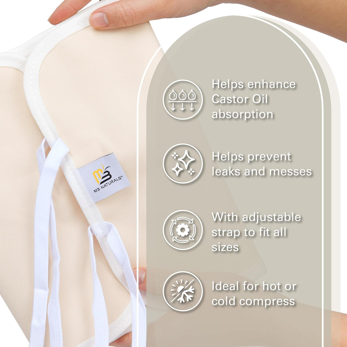 Organic Cotton Castor Oil Wrap - Reusable, Adjustable, Detox Pack by M3