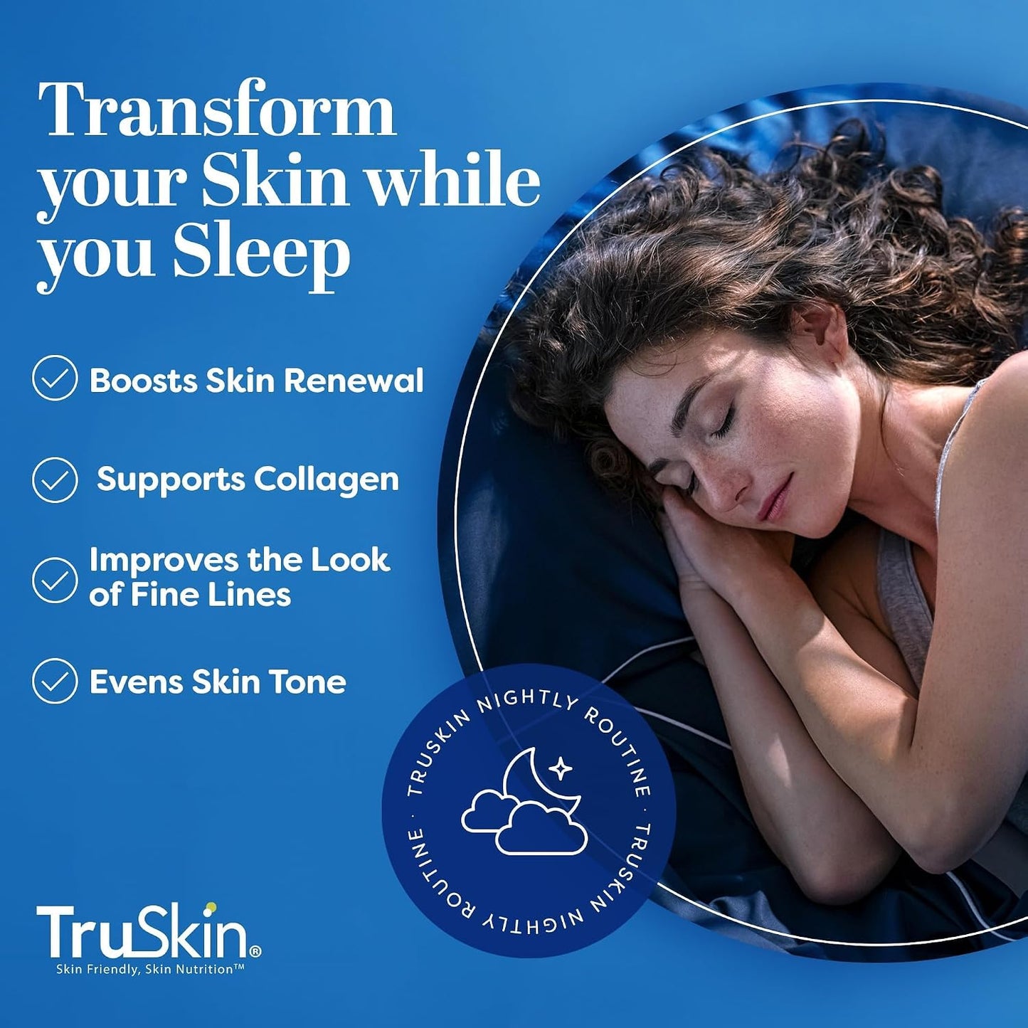 TruSkin Retinol Serum for Face with Hyaluronic Acid & Cica, 1 fl oz | Gentle overnight retinoid serum with Vitamin E helps visibly smooth fine lines, refines skin texture for renewed-looking skin