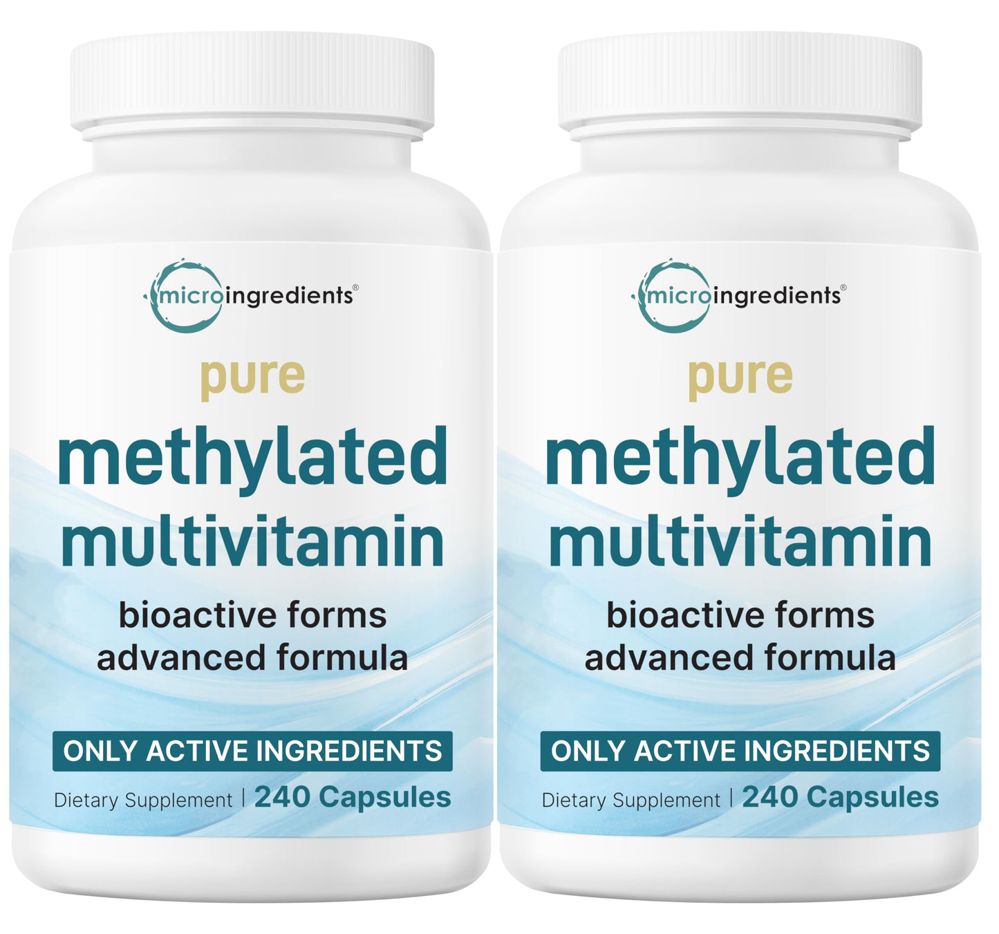 Micro Ingredients Pure Methylated Multivitamin, 240 Capsules | 19-in-1 Formula with Vitamins C, D, B12, Folate, Magnesium, Zinc & More | Filler Free, Non-GMO