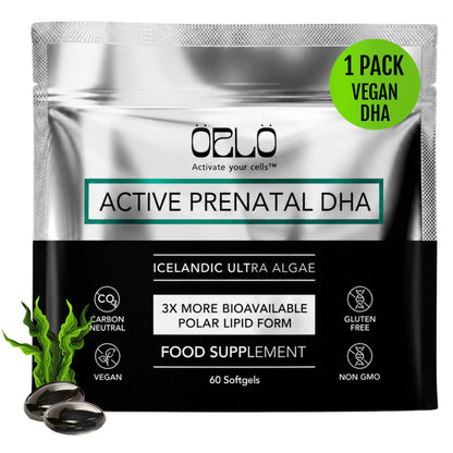 ORLO Prenatal DHA Supplement 1000mg - Mercury & Heavy Metals Free Algae Oil - Icelandic Nordic Omega-3, Mom & Baby Brain Development, No Fishy Aftertaste, 120 Vegan Easy-to-Swallow Mini Softgels & Jar