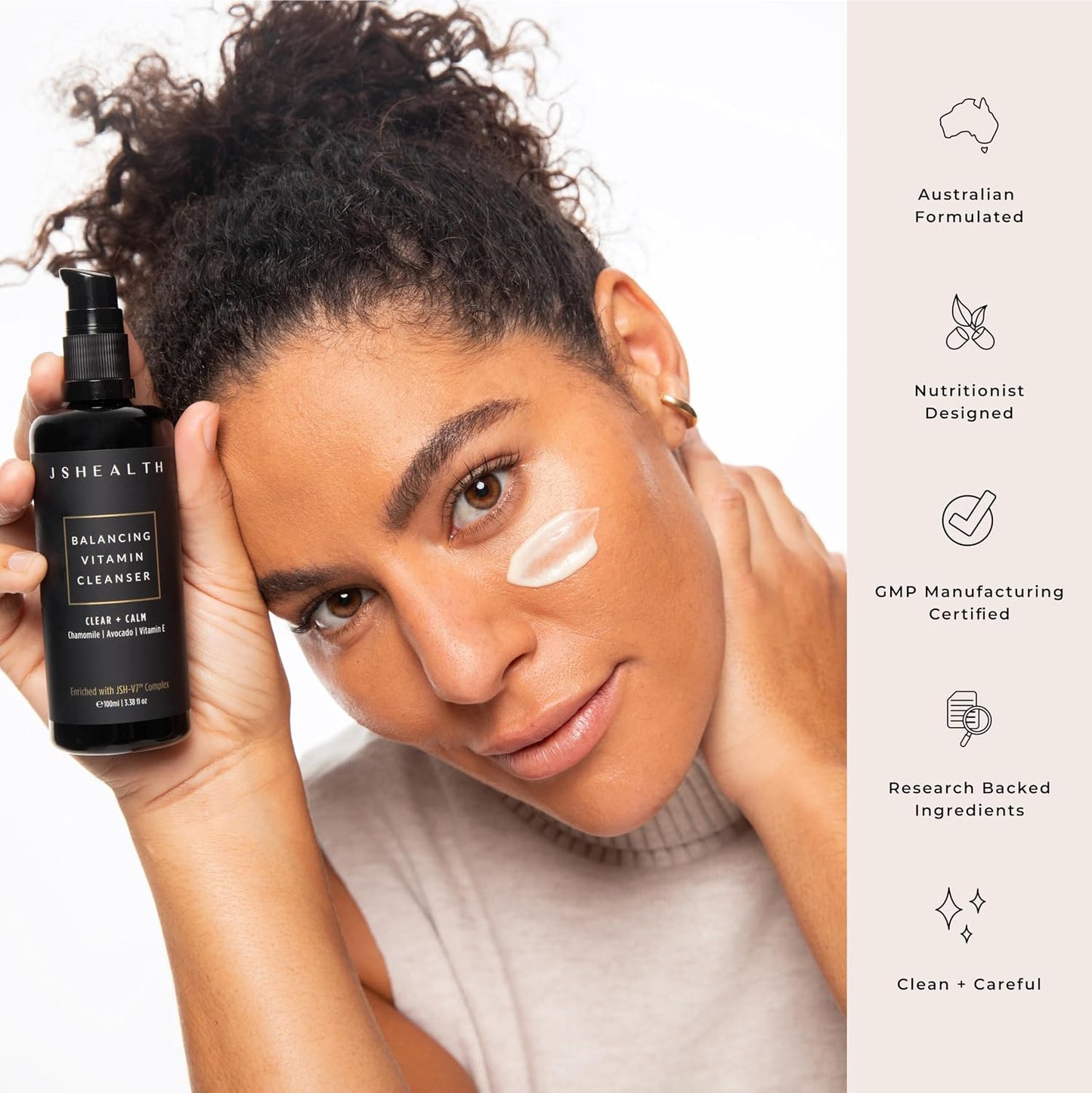 JSHealth Facial Cleanser Gentle Face Wash for Women & Men | With Sensitive Skin in Mind, Made with Vitamins C & E, Avocado Oil, & Chamomile