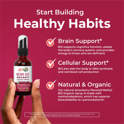 MARYRUTH'S Organic Methyl B12 Spray | 1,500 mcg B12 Per Serving | Methylcobalamin | Energy Metabolism | Cognitive Function | Neuro Health | Vegan | Gluten Free | Sugar Free | 1 Fl Oz