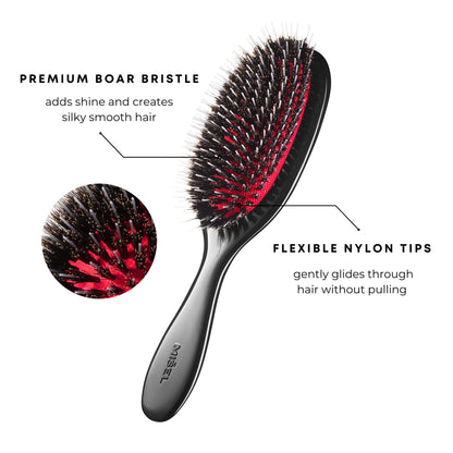 MISEL Professional Boar Bristle Hair Brush for Women and Men | Detangles All Natural