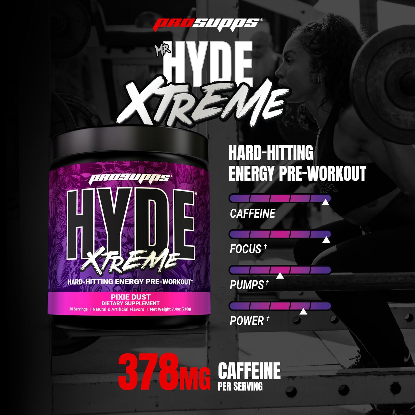 ProSupps Mr. Hyde Xtreme Pre Workout Powder with Creatine, Beta Alanine & Caffeine – Extreme Energy, Pumps, Focus & Performance - Fitness & Gym Supplements for Men & Women (Pixie Dust, 30 Servings)