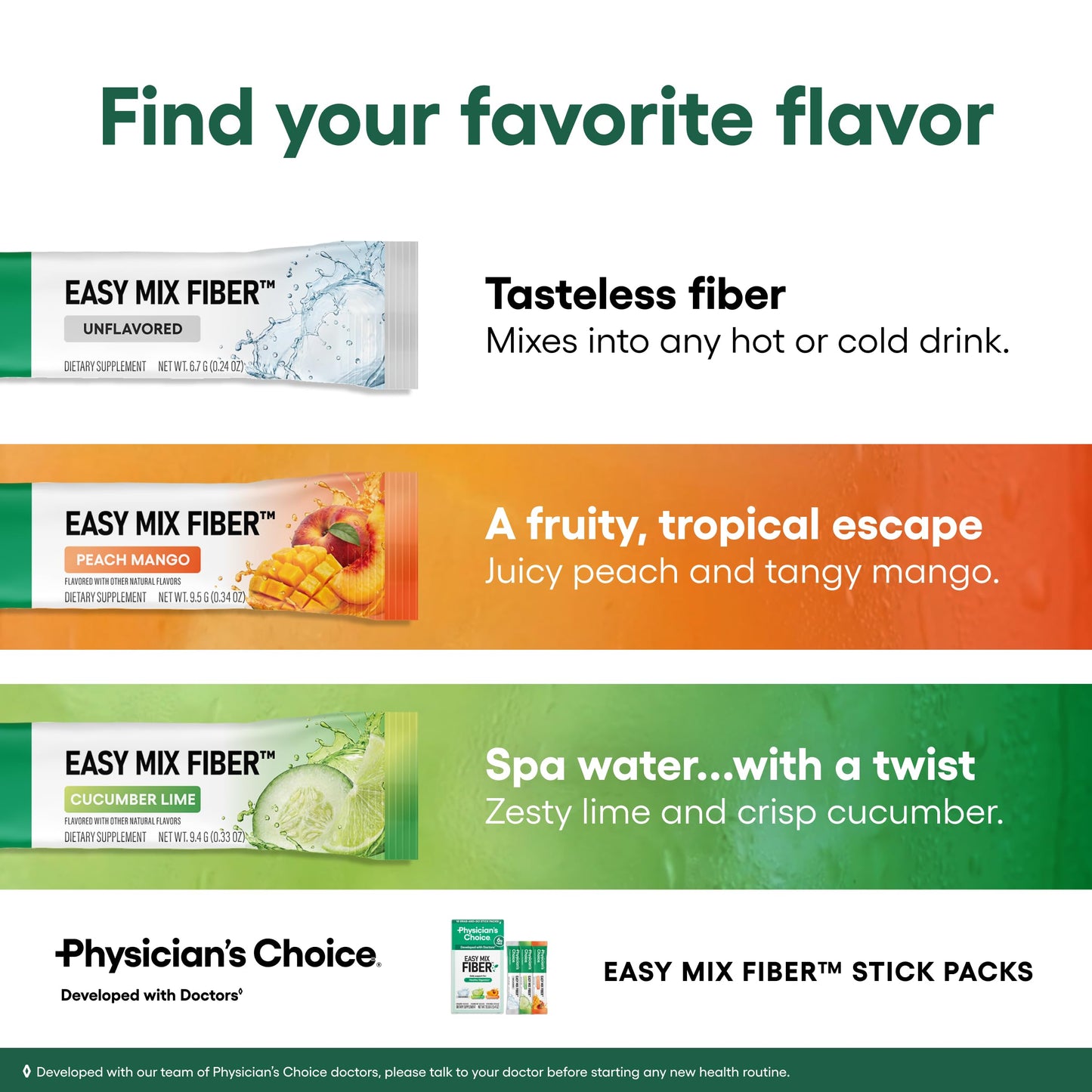 Physician's CHOICE Easy Mix Fiber for GLP-1 Support - No Grit & Sugar Free - Daily Prebiotic Soluble Fiber Powder Supplement - Digestive Health & Regularity - for Women and Men - Unflavored - 7.1oz