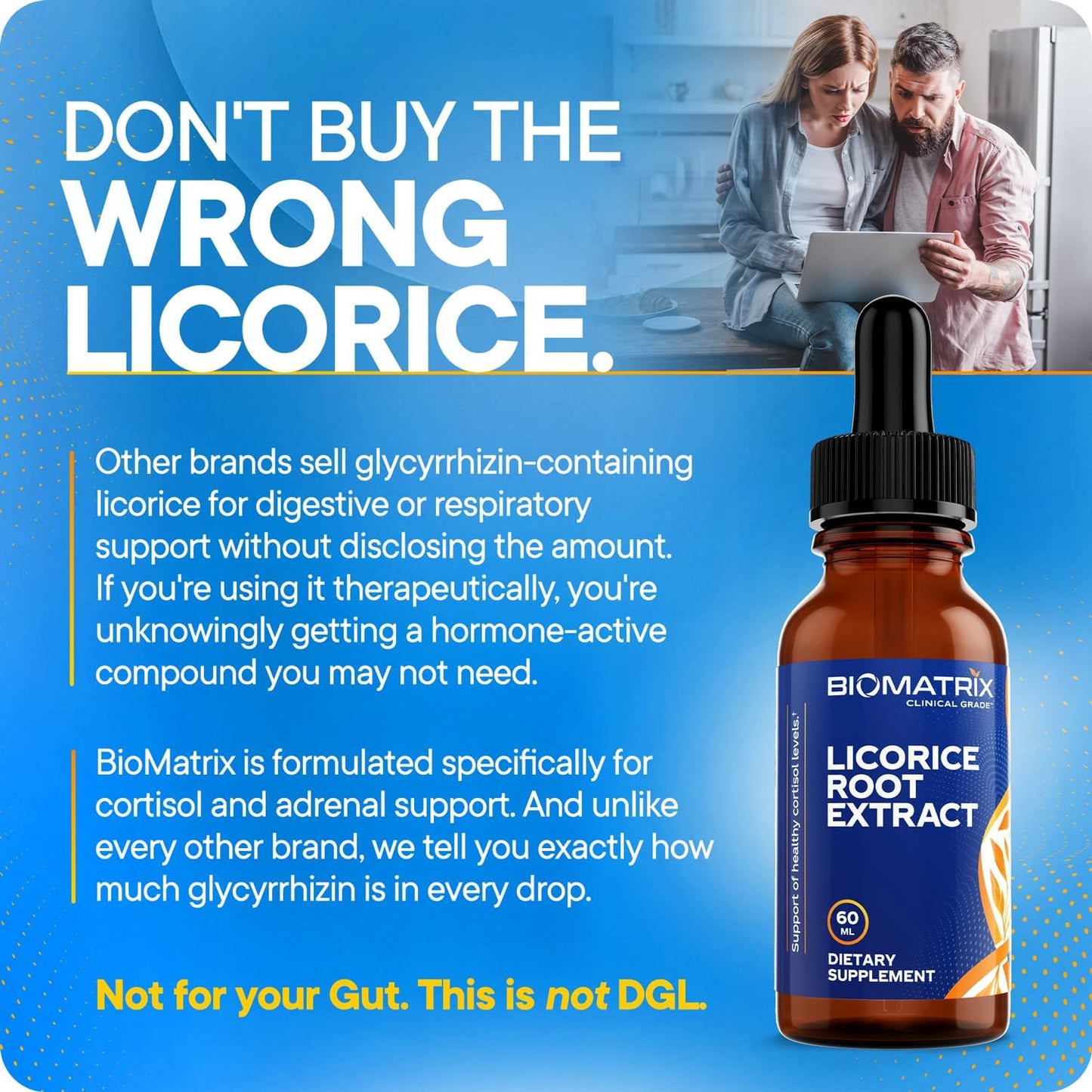 Licorice Root Extract for Cortisol & Adrenal Support, 0.87 mg Glycyrrhizin per Drop, Clinical-Grade Liquid Tincture, Adaptogen for Stress, HPA Axis Supplement, 1,200 Drops, 2 fl oz
