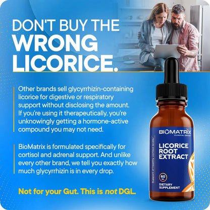 Licorice Root Extract for Cortisol & Adrenal Support, 0.87 mg Glycyrrhizin per Drop, Clinical-Grade Liquid Tincture, Adaptogen for Stress, HPA Axis Supplement, 1,200 Drops, 2 fl oz