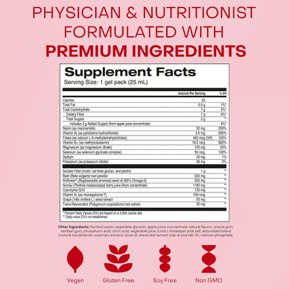 Healthycell Heart & Vascular Health Daily Liquid Supplement - 30 Gel Packs | 30 Day Supply of Liquid Supplement for Cardiovascular Support with Beet Root Powder, Resveratrol, CoQ10, Omega-3 & Vitamin K