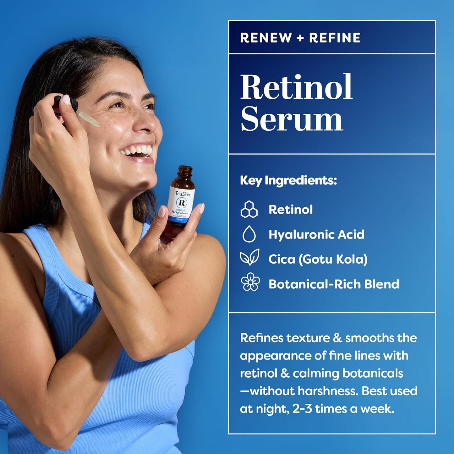 TruSkin Serum Trio with Vitamin C, Retinol & Hyaluronic Acid, 1 fl oz Each | Complete anti aging AM, PM & all-day skincare routine with coordinated serums to brighten, smooth & hydrate skin