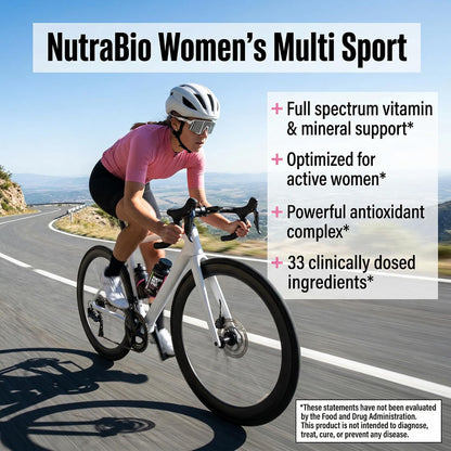NutraBio Multisport for Women - Womens MultiVitamin - 33 Vitamins, Minerals, Micronutrients - Rich in Antioxidants - Supports Peak Athletic Performance, Energy, Metabolism (120 Vegetable Capsules)