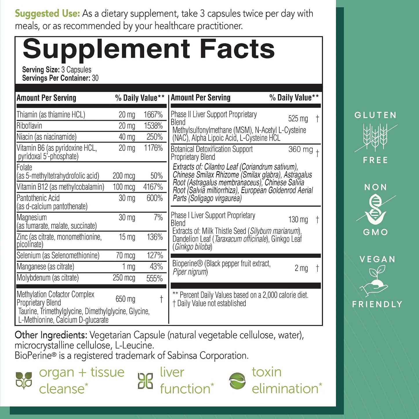 EcoNugenics ecoDetox Supplement for Liver Detox & Total Body Cleanse – Helps Enhance Digestive Health & Energy – Formulation w/Milk Thistle, Vitamin B12, Magnesium & More – 90 Capsules