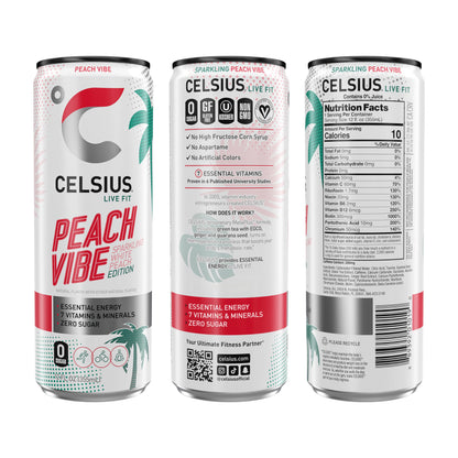 CELSIUS RETRO VIBE Sparkling Sherbet Slush, Sugar Free Energy Drink, 12 Fl Oz (Pack of 12)