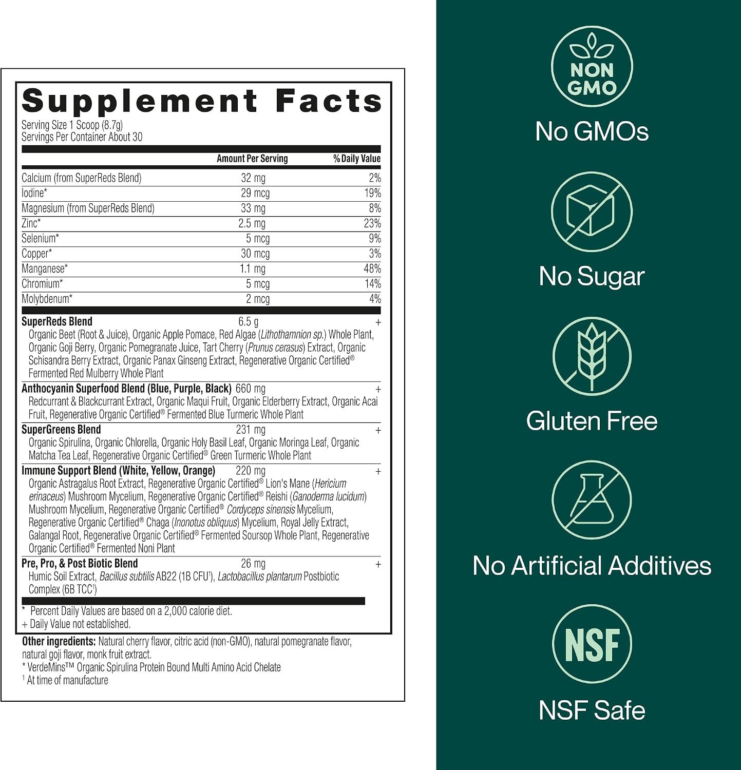 Liv120 Superfood Powder, Antioxidant Blend with Pomegranate, Turmeric, Mulberry, Soursop, Noni, Non-GMO, Vegan, for Energy, Detox, Immunity