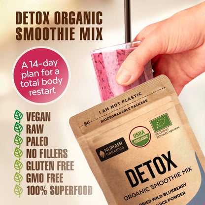 Numami Organic Detox Blueberry Smoothie Powder with Healthy Spirulina, Atlantic Dulse