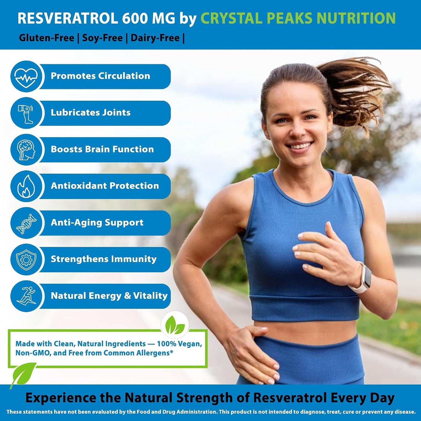 100% Natural Resveratrol Supplement - Trans-Resveratrol Supports Aging - Antioxidants Supplement Promotes Immune System & Joint Support (60 Capsules)