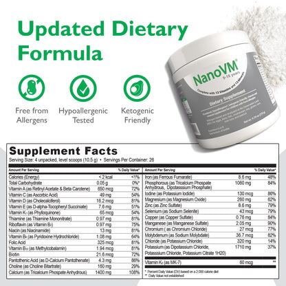 t/f, Dietary Supplement for Tube Feeding, Allergen-Free Kids Multivitamin, Unflavored Vitamin Powder with 14 Vitamins & 13 Minerals, Low-Carb Kids Vitamins, 275g - Solace Nutrition