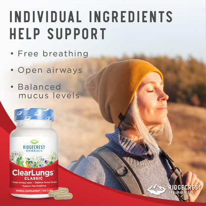 Ridgecrest Herbals ClearLungs Classic, Daily Health Supplement, Natural Lung and Nasal