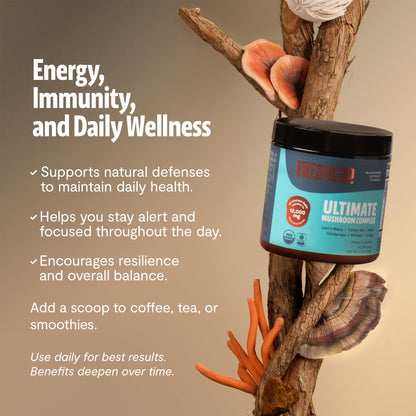 Premium Organic Mushroom Coffee – 12:1 Fruiting Body Extract – 29% Beta-Glucans – Smooth Tasting, 3rd-Party Tested for Clean Energy, No Jitters, Focus, Immune Support (15 Servings)