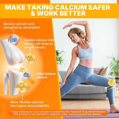 Vitamin D3 20,000 IU + K2 Vitamin (MK4 & MK7) 200mcg + Calcium Citrate, Optimal Vitamin D3 K2 Softgel - Strong Bone & Muscle, Calcium Absorption, Helping Vitamin D Deficiencies, Easy to Swallow, 2Pack