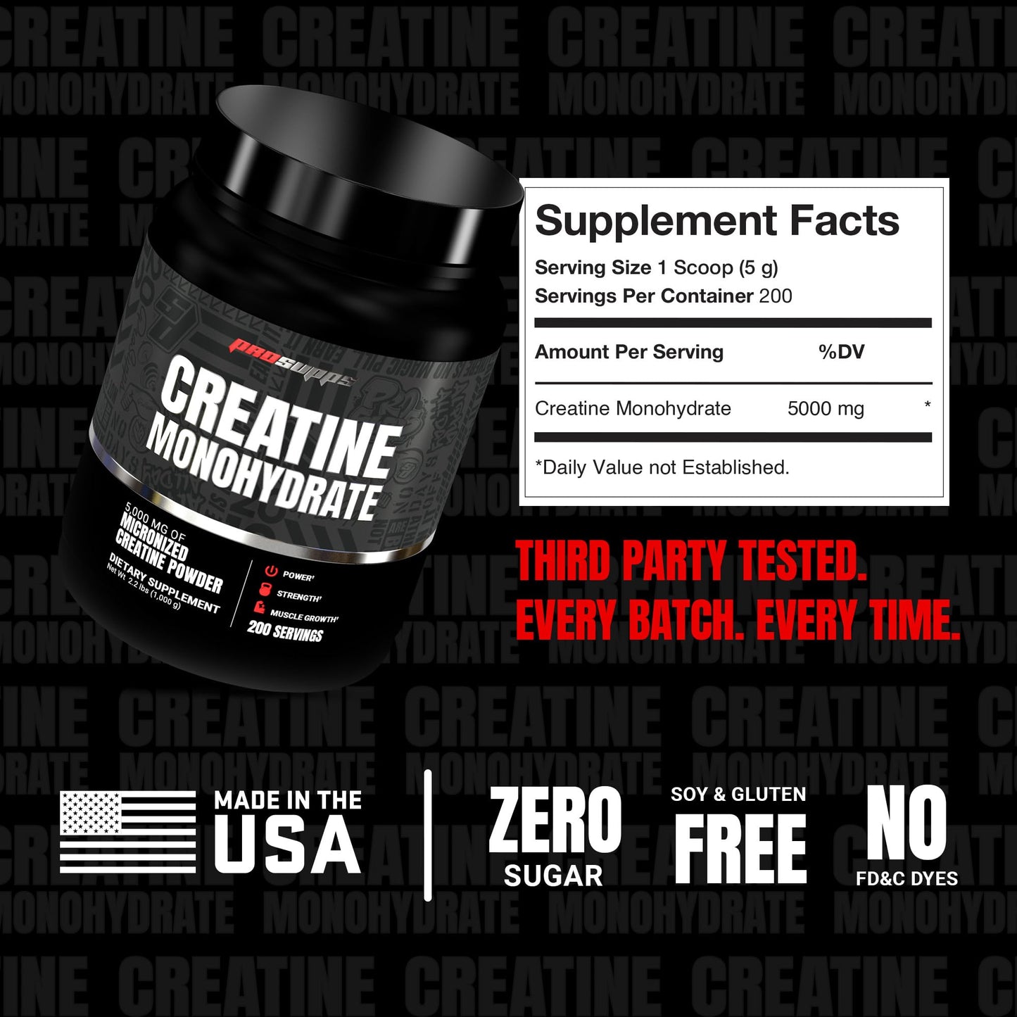 ProSupps Creatine Monohydrate Powder for Men & Women, Unflavored - 5000,mg of Micronized Creatine - Gym Workout Supplement for Muscle Gain & Recovery - Sugar-Free, Soy & Gluten-Free - 60 Servings