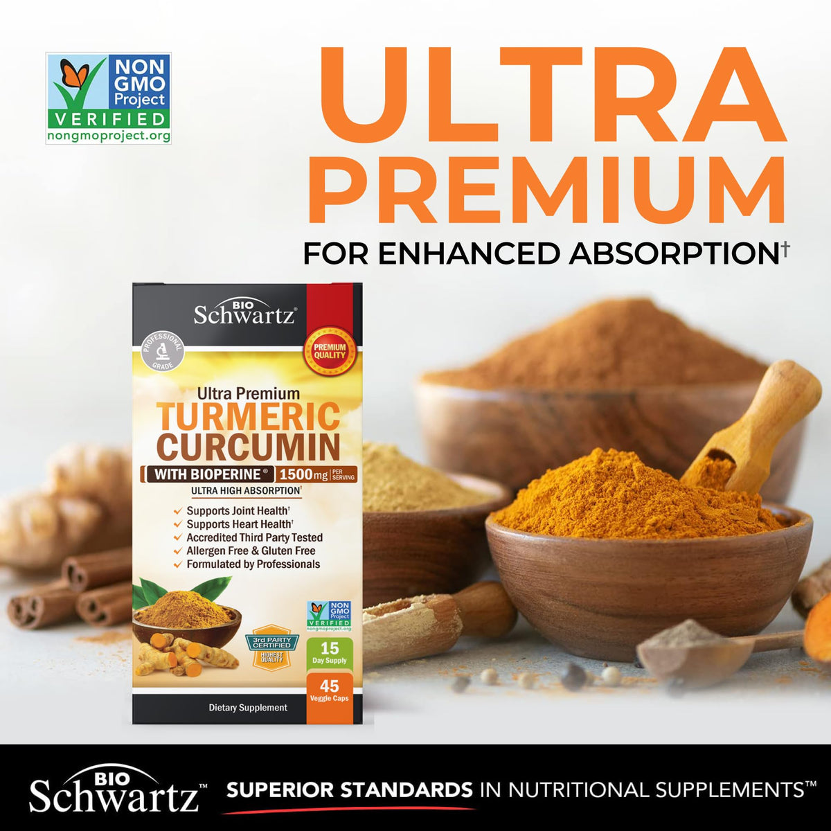 Turmeric Curcumin with Black Pepper Extract 1500mg - 180 Capsules