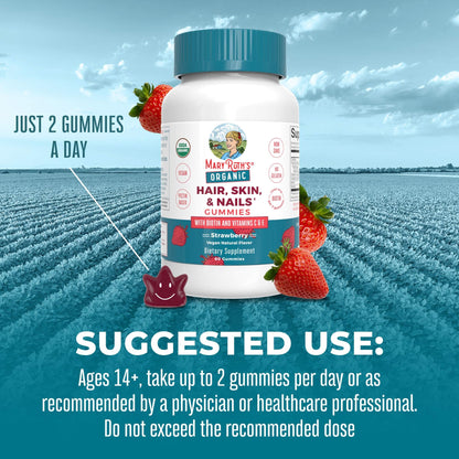 MaryRuth Organics Hair Skin and Nail | USDA Organic | Biotin Gummy with Vitamin C and E