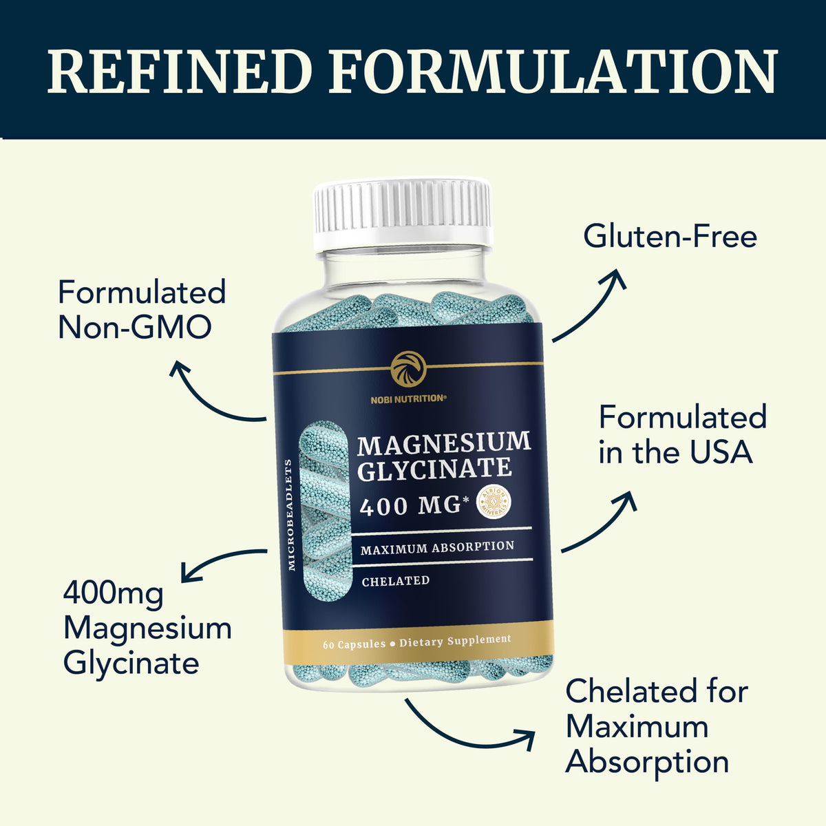 Magnesium Glycinate Supplement | Advanced Microbeadlets | Chelated for Maximum
