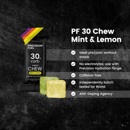 Precision Fuel PF30 Chew Energy Chews - Carbohydrate Fuel for Endurance, Lightweight & Portable, 30g Carbs - Ideal for Long Runs, Rides & Workouts -Original Flavour (15 Chews)