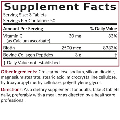 Futurebiotics Collagen Peptides with Biotin & Vitamin C Complex 3-in-1 Formula - for Hair, Skin & Nails Support, Non-GMO, 90 Tablets