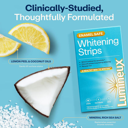 Lumineux Teeth Whitening Strips 9 Treatments – Peroxide Free - Enamel Safe for Whiter Teeth - Whitening Without The Sensitivity - Dentist Formulated and Certified Non-Toxic - Sensitivity Free