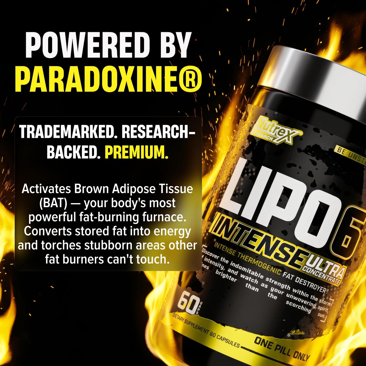 Nutrex Research Lipo6 Black Intense Ultra Concentrate Thermogenic Belly Fat Burner for Men and Women | Diet Weight Loss Supplement and Appetite Suppressant | 60 Diet Pills