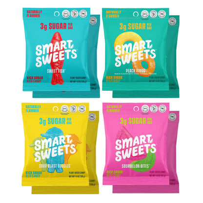 SmartSweets Sweet Fish, Low Sugar Gummy Candy (3g), Low Calorie (130), Gluten-Free -1.8oz (Pack of 12) Packaging may vary