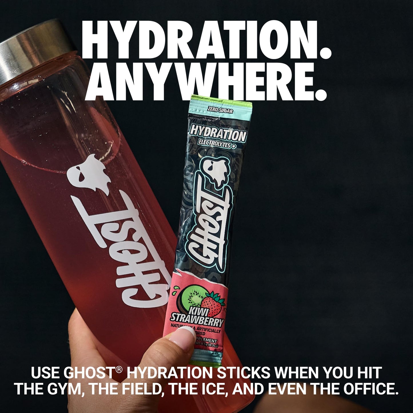 GHOST Hydration Sticks, Electrolyte Powder Packets, Sonic Cherry Limeade - 24 Sugar Free Instant Electrolyte Drink Mix - Caffeine-Free Daily Hydration & Immune Support with Clean Formula