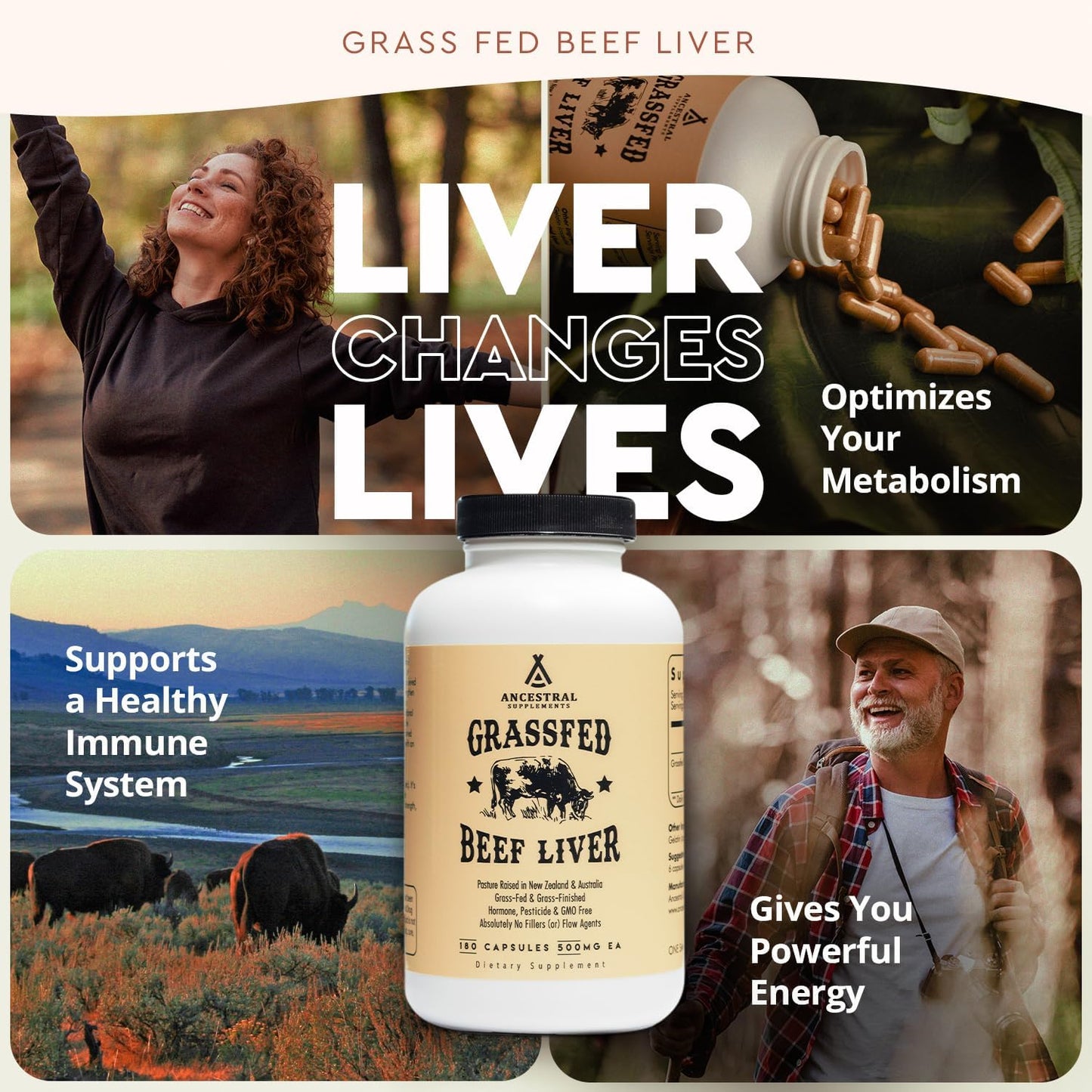 Ancestral Supplements Beef Liver & Mofo Bundle for Men – Supports Energy, Strength, Hormone Health & Vitality – Grass Fed, Pasture Raised Beef Organ Multivitamin with Targeted Nutrients