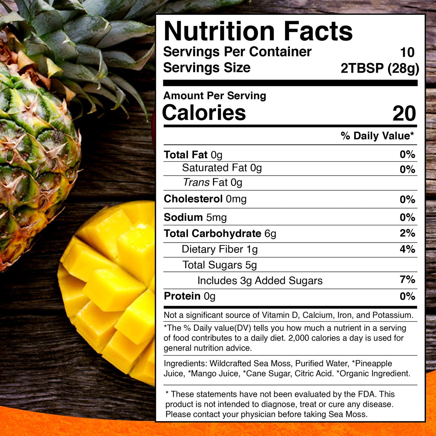 WELLNESS LABSRX Irish Sea Moss Gel Raw - Wildcrafted Superfood Seamoss Gel - Pineapple Mango Flavor, Vitamin and Mineral-Rich from Pristine Caribbean Waters - 10 oz.