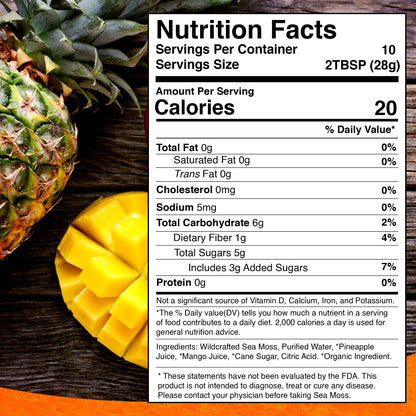 WELLNESS LABSRX Irish Sea Moss Gel Raw - Wildcrafted Superfood Seamoss Gel - Pineapple Mango Flavor, Vitamin and Mineral-Rich from Pristine Caribbean Waters - 10 oz.