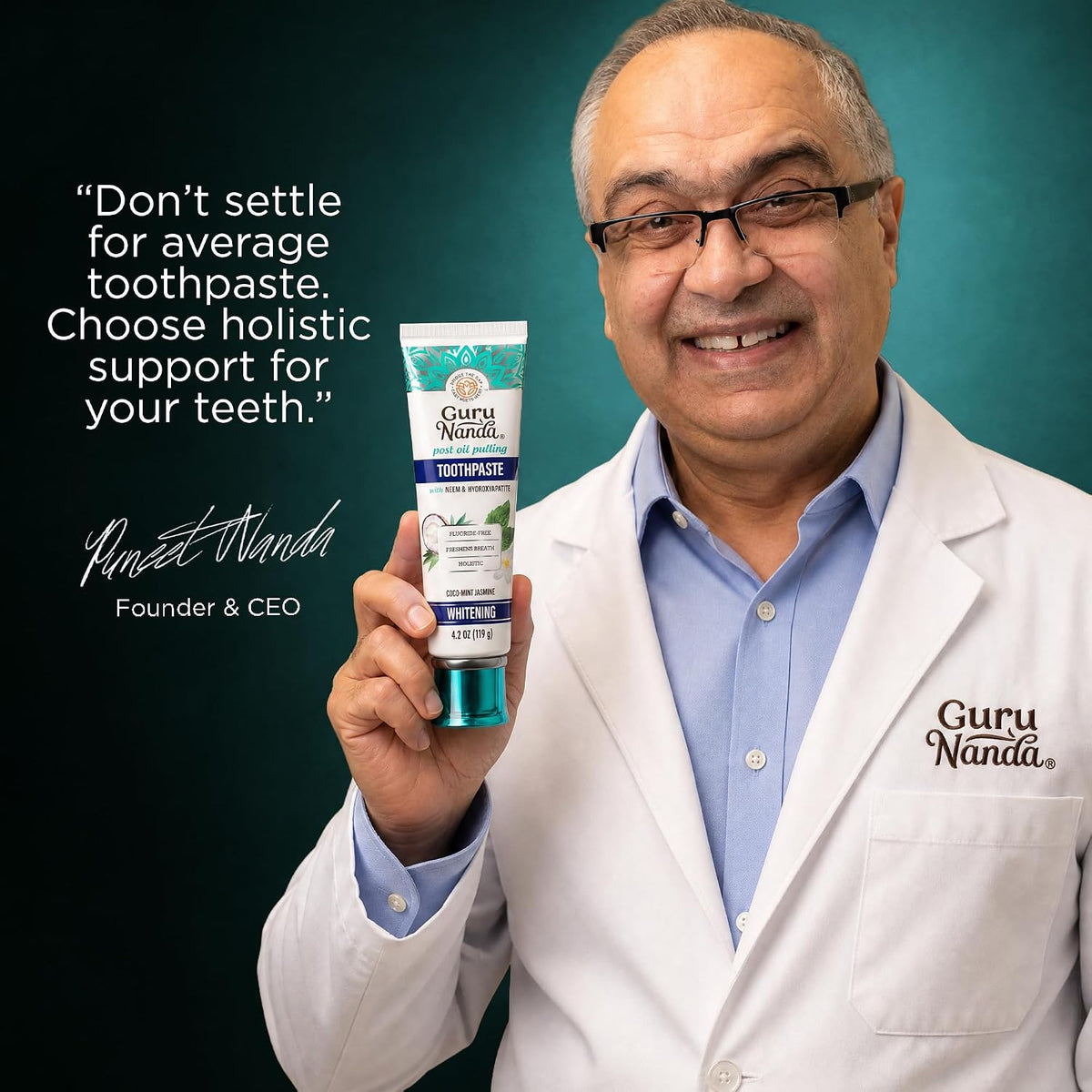 GuruNanda Hydroxyapatite Toothpaste with Neem, SLS & Fluoride Free, 4.2oz