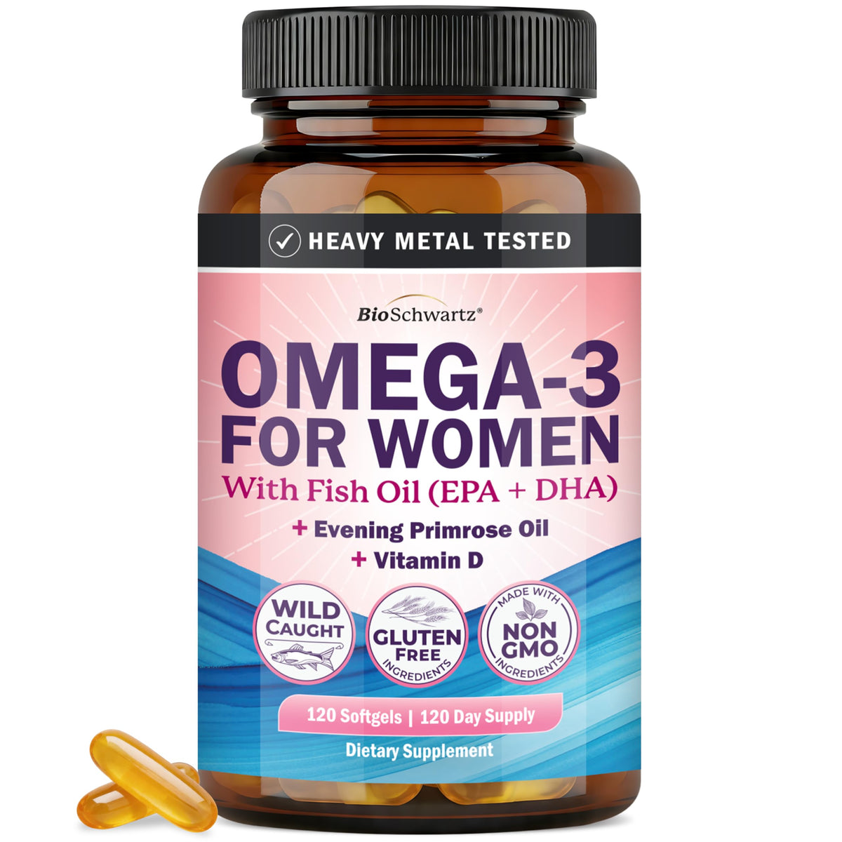 Triple Strength Omega 3 Fish Oil 3000mg for Women and Men, 90 Softgels